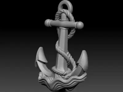 Anchor Pendant 3D print model 2
