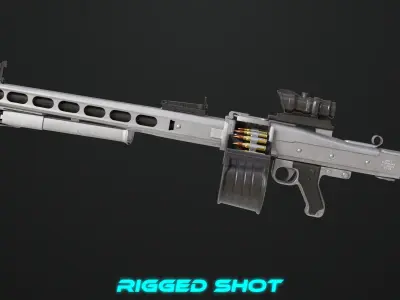 Machine Gun 08 Silver All PBR Unity UE Textures Low-poly 3D model