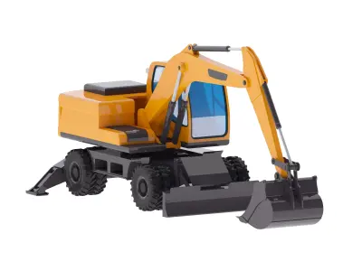Excavator Construction Loader DX140W Low-poly 3D model