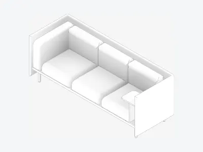 Sofa - Contemporary - Flame - Medium Work Shelf Low-poly 3D model
