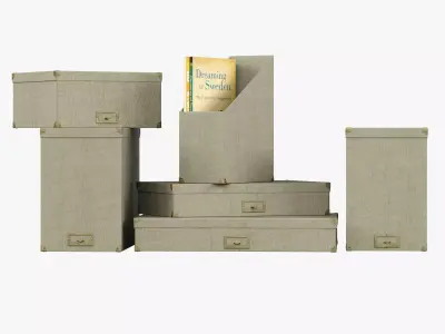 Restoration Hardware Linen Office Storage Accessories Fog Low-poly 3D model