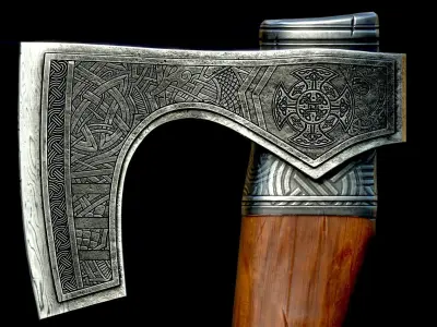 Viking Axe Low-poly 3D model 22