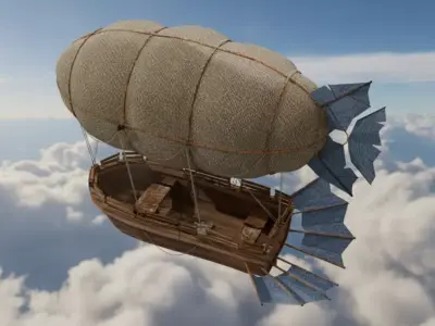 Fantasy Steampunk Airship Free low-poly 3D model