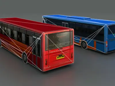 AMTS and BRTS Buses Low-poly 3D model