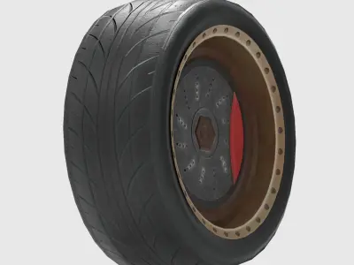 High-Performance Car Wheel Assembly Low-poly 3D model