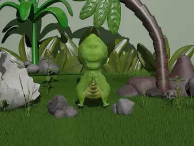 Cute dinosaur Low-poly 3D model