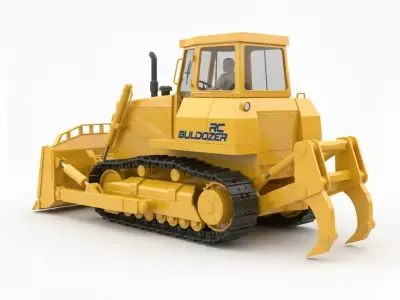 Heavy Construction Tracked Bulldozer Low-poly 3D model