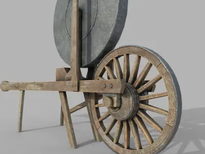 Medieval Grindstone Low-poly 3D model buy