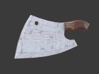 Cleaver knife with wooden handle 3D model