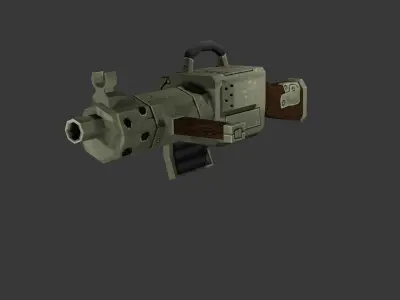 BarbarianMachineGun grenade launcher Low-poly 3D model