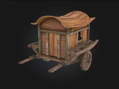 Wooden Wagon Cart  Classic Hauler of the Old World 3D model