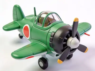 Stylized Chibi WWII Zero Fighter Low-poly 3D model