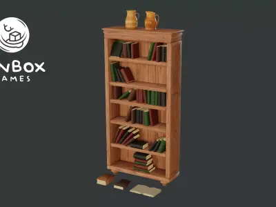 Renaissance Book Case With Clay Pitchers Low-poly 3D model