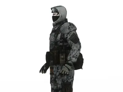 Modern Military Soldier 3D Model GameReady Rigged Low-poly 3D model