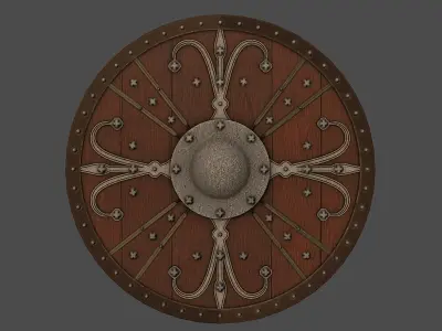 Ornamented shield Low-poly 3D model