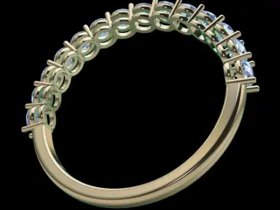 Dainty Half Diamond Band Ring 3D print model