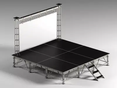 Aluminum Plywood Stage Platform Low-poly 3D model