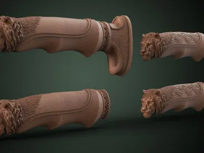Lion Head Knife Handle 3D print model