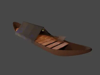 Wooden Old Canoe 3D model