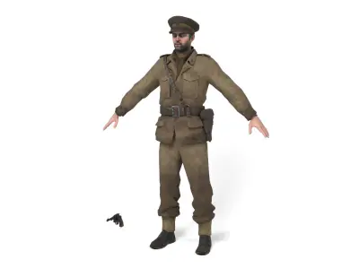 British allied officer Low-poly 3D model