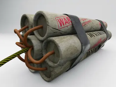 Dynamite Explosive Pack Paper Texture with Extra LowPoly version Low-poly 3D model