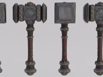 Doomhammer from WoW Low-poly 3D model
