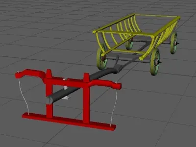 ox cart bullock cart 3D model