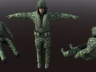 Helicopter Soldier - Pilot simple model Low Poly Low-poly 3D model