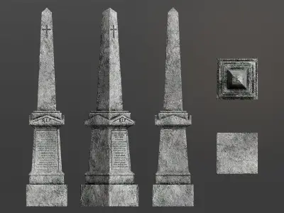 Cemetery Monuments Low-poly 3D model