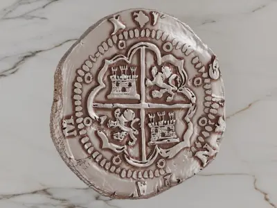 Antique Coin Pendant 1590s 8 reales style 3D print model