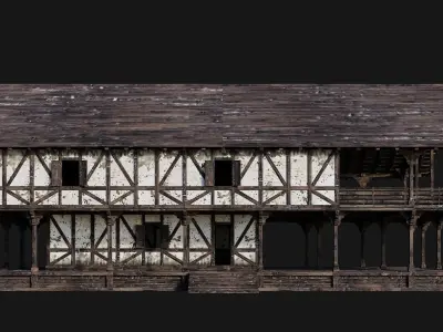 Old Medieval House Building 4K Textures GameReady 195 Low-poly 3D model