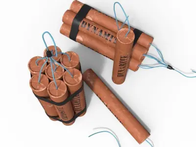 Dynamite three sticks 3D model