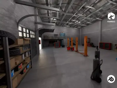 Modular - Industrial Garage - Blender and FBX Low-poly 3D model
