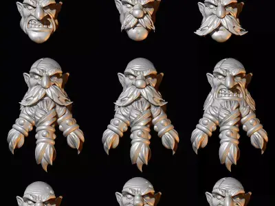 Space dwarf 9 heads 3D model