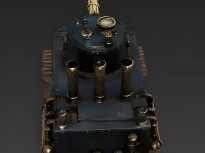 Armored Steampunk Steam-Tank 3D Model Low-poly 3D model