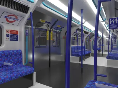 London Underground Train Metro Rigged 3D model
