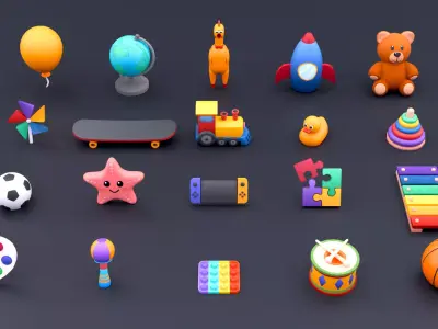 Cartoon Objects Pack - Toy Props Low-poly 3D model