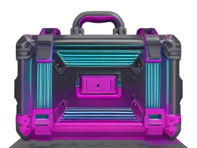 Neon Cyberpunk Briefcase with Holographic Lock 3D model