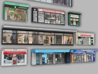 Storefront Shopfront Starbucks Coffee Shop Retail City Low-poly 3D model purchase