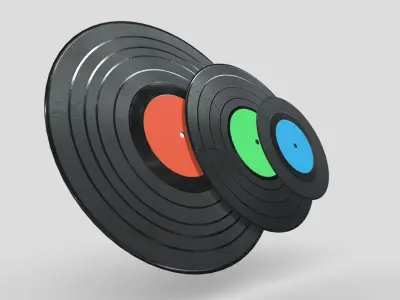 Vinyl Record Pack Low-poly 3D model