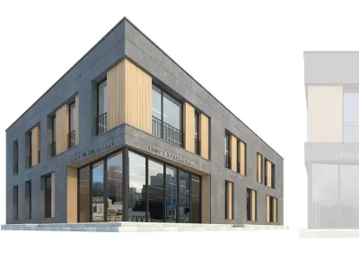 Modern Commercial Building No5 Low-poly 3D model