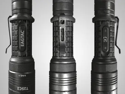 Military flashlight - Game Ready 4K Low-poly 3D model