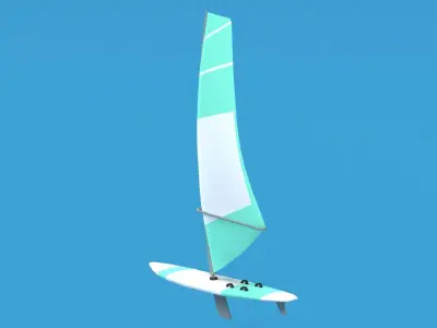 Low Poly Cartoon Windsurf Low-poly 3D model
