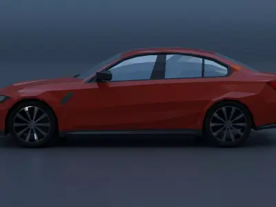 Low Poly Stylized Sports Sedan - Game Ready Low-poly 3D model