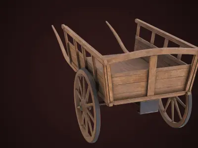 Vintage Wooden Cart11 All PBR Unity UE Textures Included Low-poly 3D model