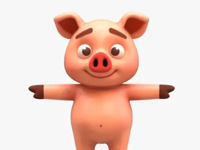 Cartoon Pig Low-poly 3D model