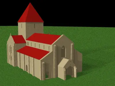 Medieval Spanish Roman Church  Low-poly 3D model