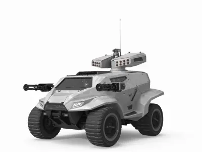 Old Fantastic War Vehicle Winter Color 3D model