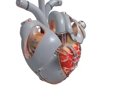 Cybernetic Heart with Glowing Tubes 3D model
