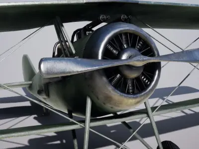 Military Biplane  Low-poly 3D model